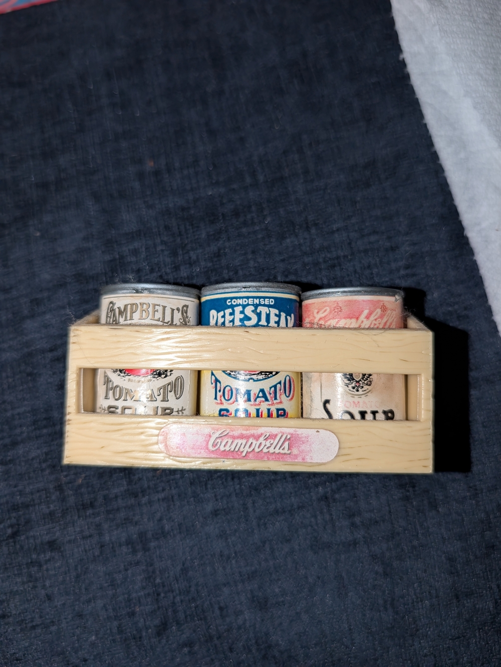 Vintage Campbells Soup Kitchen Magnet with Magnetic Soup Cans - 4 Piece Set
